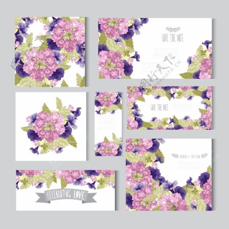 紫色漂亮的粉色花朵卡片矢量源文件