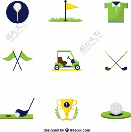 9款创意高尔夫图标矢量素材