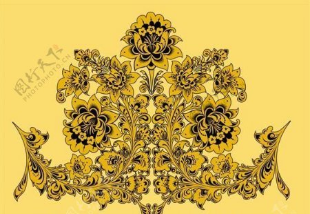 黄金色彩西方花纹纹理矢量素材ai格式062