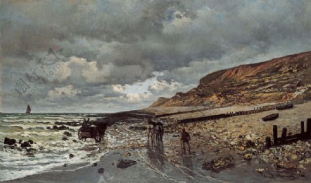 海岸风景油画图片