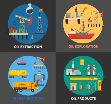 石油供应链概念隔离各种过程自由向量