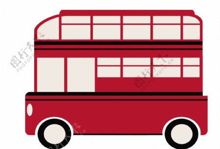 矢量红色双层公车EPS