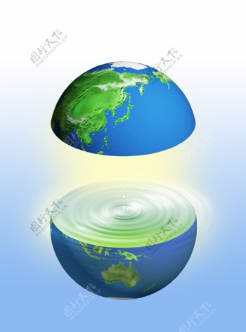 分为两瓣的地球图片
