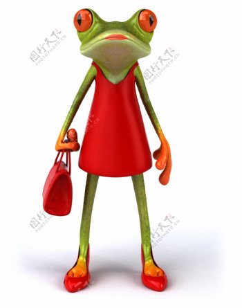 穿着红色裙子的卡通青蛙图片