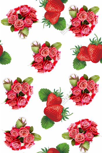 玫瑰草莓图案图片