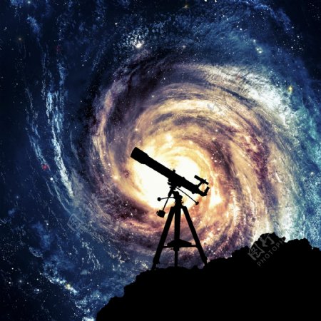 望远镜与银河系图片