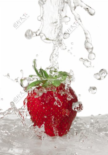 草莓与动感的水
