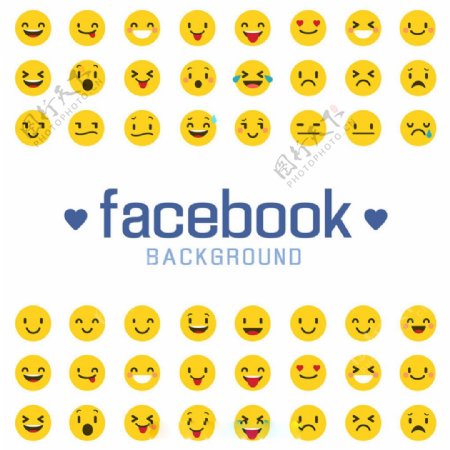 Facebook背景与表情符号矢量素材