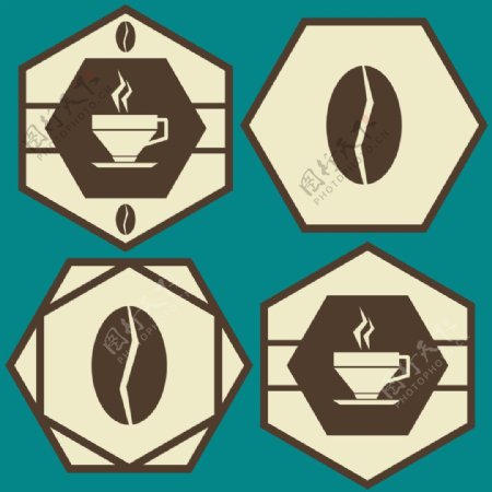 六边形咖啡图标矢量