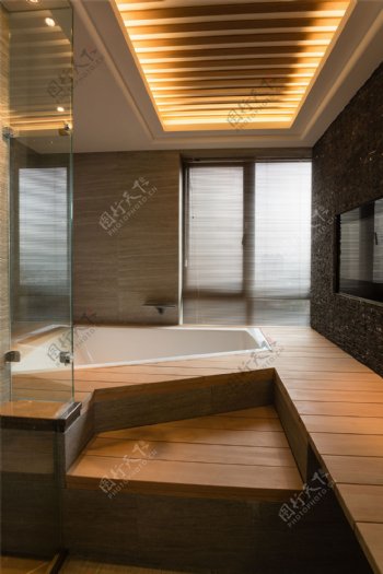 新中式简约卫生间创意浴缸设计图