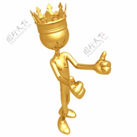 戴皇冠的金色3D小人图片