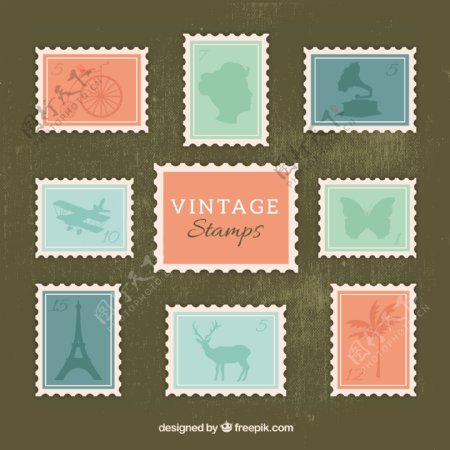 收藏可爱的老式邮票