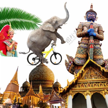 png泰国旅游人物建筑素材