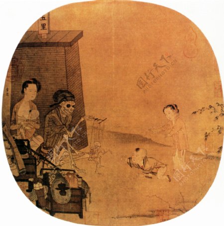骷髅幻戏图镜片中国古画0047