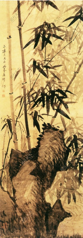 竹石图花鸟画中国古画0533