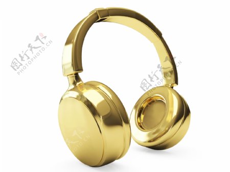 金色耳机设计素材图片