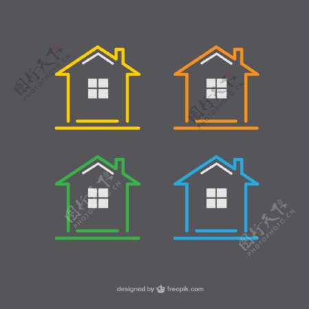 彩色房屋标志矢量图