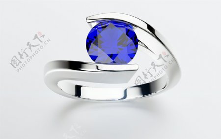 蓝色钻石戒指图片