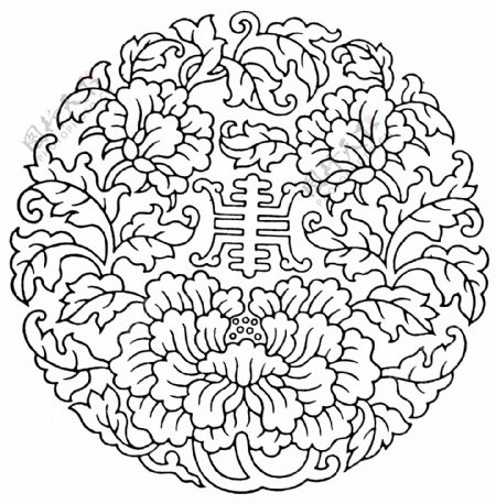 清代团花图案中国传统图案0011