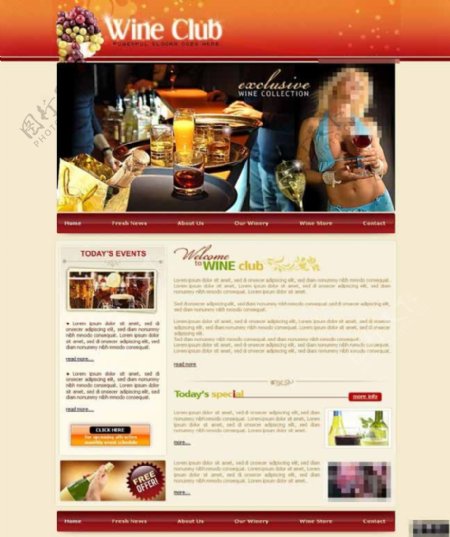 葡萄酒俱乐部网页模板