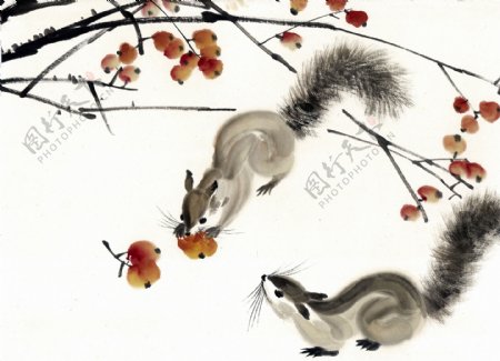 鼠生肖写意动物画国画0145