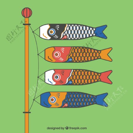 日本鲤鱼旗矢量
