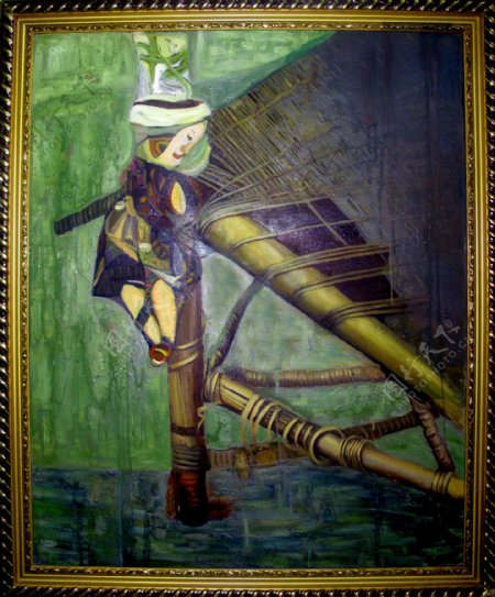 排竹装饰油画图片