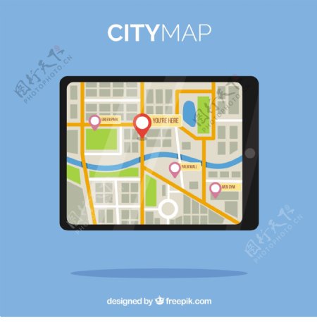 城市地图gps平面设计矢量素材