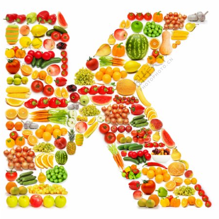 蔬菜水果组成的字母K图片