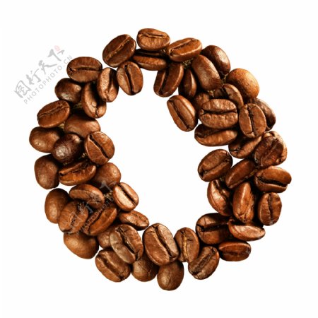 咖啡豆组成的字母O