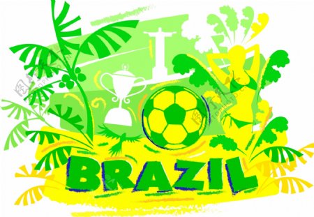 绿色足球世界杯海报