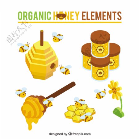 可爱蜜蜂蜂蜜矢量素材