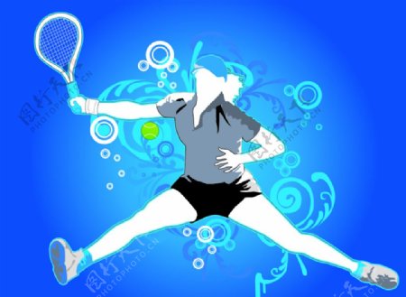 网球潮流运动插画
