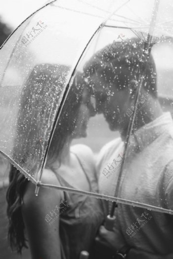 雨中浪漫情侣图片