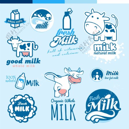 奶牛和牛奶图案