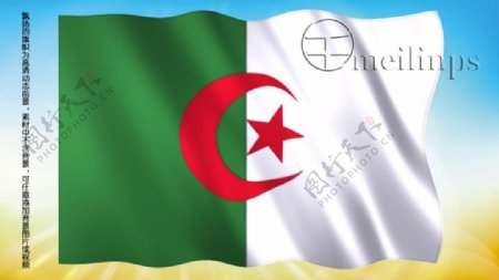 动态前景旗帜飘扬003阿尔及利亚国旗