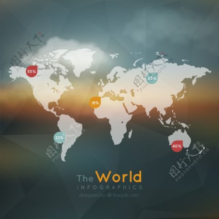 创意世界地图商务信息图
