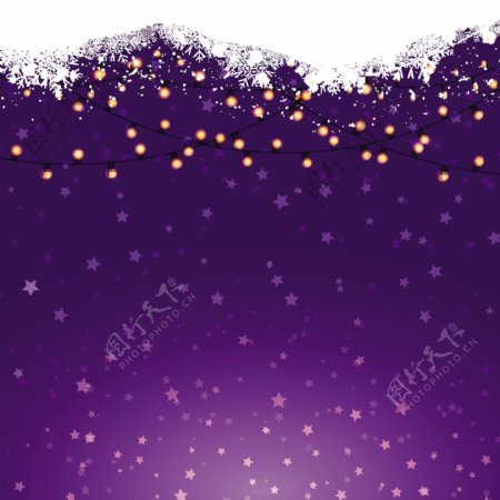 紫色背景的圣诞灯