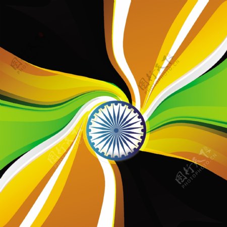印度国旗三色波浪