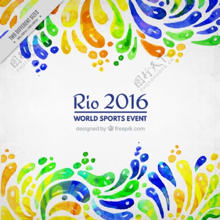 水彩抽象形状的奥运会背景