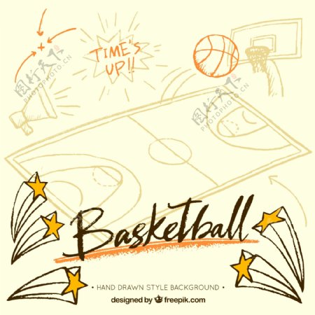 篮球背景与手绘项目