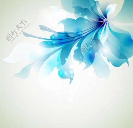 蓝色抽象的花朵耀眼的眩光