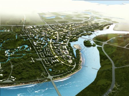 河边城市景观设计图片