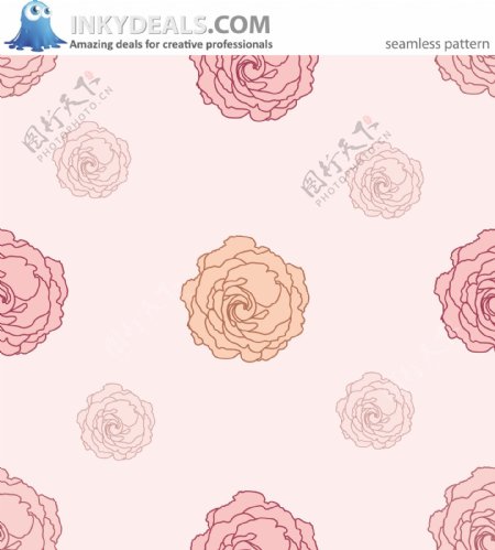 玫瑰花型图案手绘壁纸矢量背景