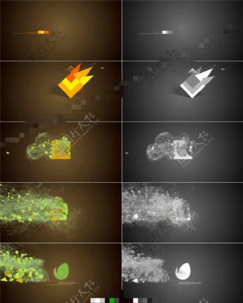 图形动画与炫美的粒子碎块飘散特效AE标志模板