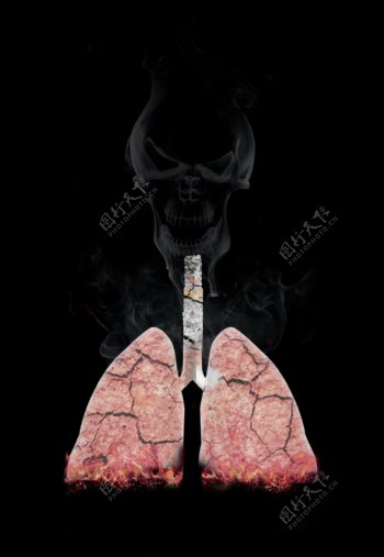 吸烟有害健康禁止吸烟抽烟吃烟受伤的肺部