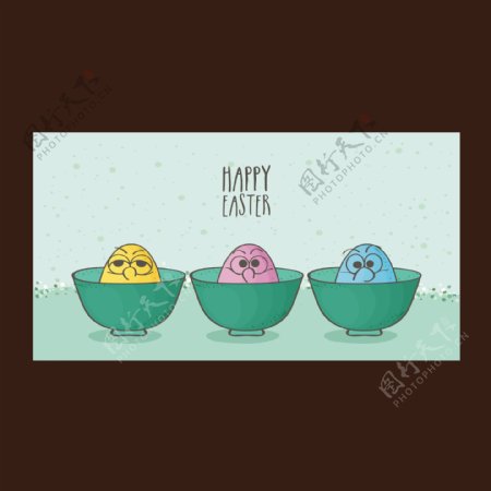 复活节背景有三个鸡蛋不同颜色