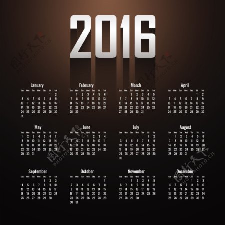 布朗2016日历