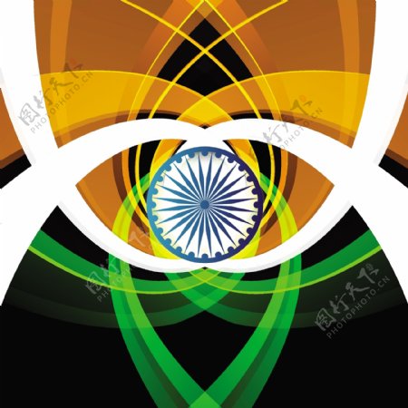 印度国旗三色波浪背景