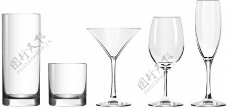 5款精美玻璃杯设计矢量素材